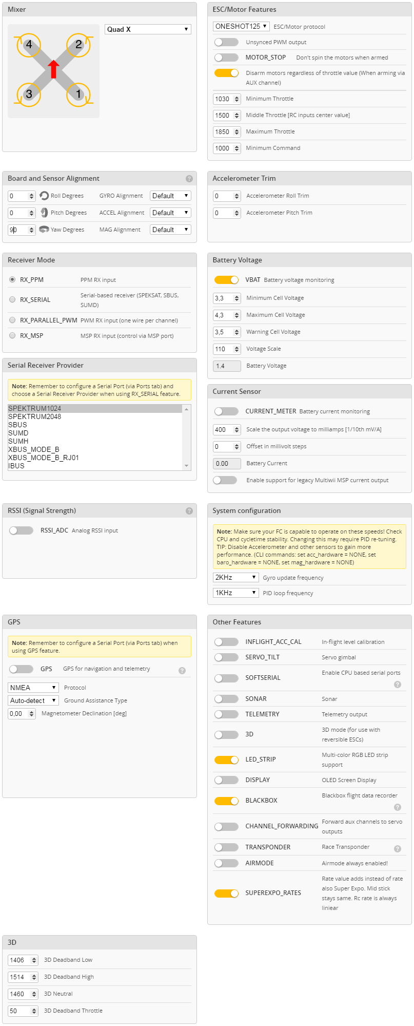 Betaflight Configurator - Configuration