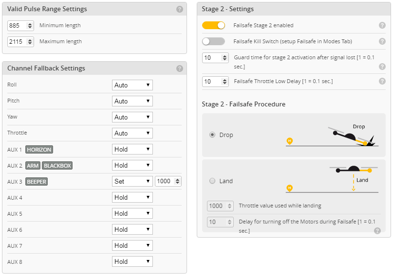 Betaflight Configurator - Failsafe